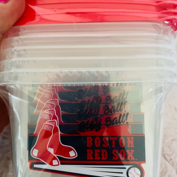MRL Sports Boston Red Socks Logo 6pc Square Storage Containers 17.3 fl oz - Picture 4 of 5